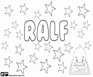desenho de Ralf, nome em vários idiomas para colorir