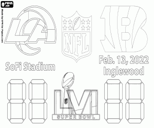 desenho de Rams vs Bengals, Super Bowl 2022 para colorir