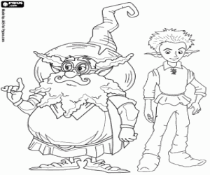 desenho de Randalf e Newt de Muddle Earth para colorir