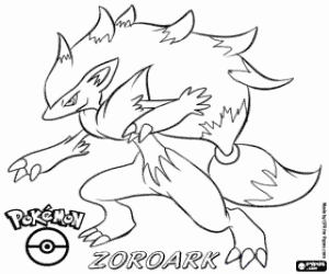 desenho de Uma raposa Pokémon, Zoroark para colorir