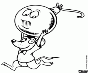 desenho de Um rato e bola de Natal para colorir