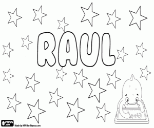 desenho de Raul, nome em vários idiomas para colorir