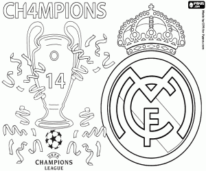 desenho de Real Madrid, 14º campeão 2021-2022 para colorir