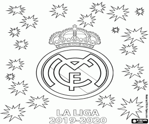 desenho de Real Madrid, campeão 2019-2020 para colorir