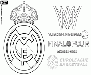 desenho de Real Madrid, campeão da Euroliga 2015 para colorir