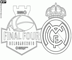 desenho de Real Madrid, campeão da Euroliga 2018 para colorir