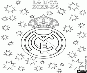 desenho de Real Madrid, campeão da La Liga 2023-24 para colorir