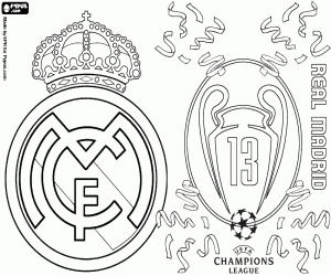 desenho de Real Madrid, campeão pela 13ª vez para colorir