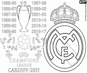 desenho de Real Madrid, Champions League 2016-2017 para colorir