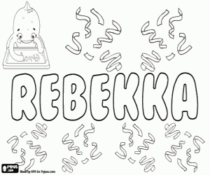 desenho de Rebekka, nome em vários idiomas para colorir