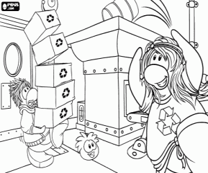 desenho de Reciclagem no Club Penguin para colorir