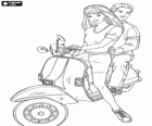 Motocicleta scooter com garota e garoto - Barbie e Ken