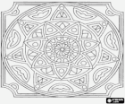Mandala com círculos em forma de estrela ou flores em um quadrado