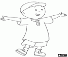 Caillou com boné, feliz e de braços abertos no verão	 