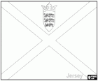Bandeira de Jersey, Jérsei ou Jérsia, dependência da Coroa Britânica nas costa normanda