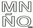 Letras maiúsculas M, N, Ñ e O