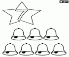 Número 7 no interior de uma estrela com sete sinos