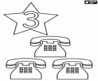 Número 3, em uma estrela com três telefones