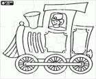 Puzzle de locomotiva a vapor com o maquinista