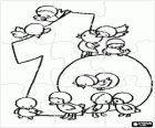 Puzzle de número 10 com dez pequenos pássaros