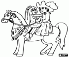 Príncipe e princesa cavalgando um cavalo