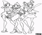 Tecna, Flora e Musa, algumas das fadas amigas que fazem parte do Winx Club