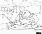 Burro vai consolar o seu amigo Shrek que é muito triste 