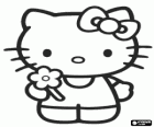 Hello Kitty com uma flor na mão