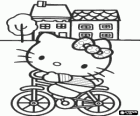 Hello Kitty feliz andando de bicicleta