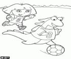 Dora jogando futebol com sua amiga Isa a iguana