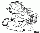 Garfield o gato a tocar a trompete
