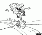 Bob Esponja andando de monociclo, um veículo a única roda
