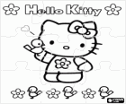 Puzzle de Hello Kitty com flores e pássaros
