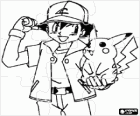 Puzzle de Pokemon - Ash, instrutor do pokémon, com seu primeiro Pokémon Pikachu