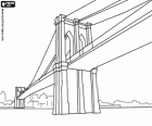 A ponte do Brooklyn, o ponte de suspensão é um símbolo da cidade de Nova York
