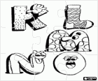 Puzzle de Letras K, L, M, N e O com desenhos engraçados