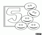 Número 5 divertido com cinco smiley