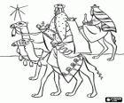 Os Reis Magos seguindo a estrela de Natal em seu caminho para Belém
