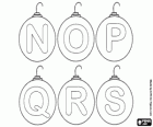 Alfabeto de bolas de Natal. Letras maiúsculas N a S