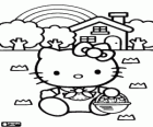 Hello Kitty com uma cesta cheia de morangos