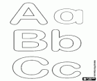 Letras A, B e C do alfabeto da bolha