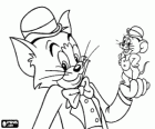 Tom e Jerry muito elegantes, com chapéu e gravata borboleta