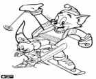 Tom e Jerry na neve com esquis