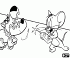 Jerry Mouse com um cachorro-robô para assustar Tom