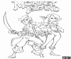 Monkey Island, um videogame de aventuras. Guybrush Threepwood e Elaine Marley, os principais protagonistas