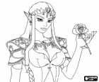 A bela princesa Zelda com uma rosa na mão