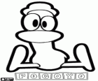 Pato, amigo de Pocoyo, sentado no chão