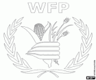 Logo da PMA, Programa Mundial de Alimentos. WFP, World Food Programme em inglêse, logo das Nações Unidas