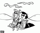 Wilma Flintstone e Betty Rubble nos banhos de sol na praia