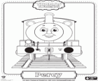 Percy, o mais jovem locomotiva, verde e com o número 6. Percy é o melhor amigo de Thomas
